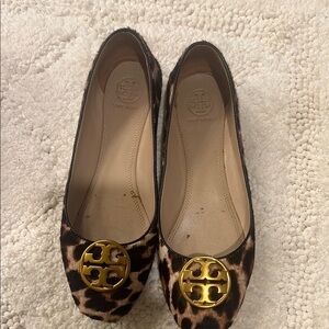 Tory Burch Brown Flats with Gold Emblem